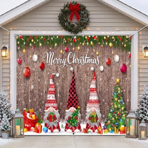 Teenyyou Christmas Garage Door Cover 7 x 8 Ft Gnomes Holiday by Teenyyou