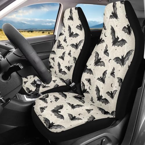 Halloween Black Bat Car Seat Cover for Women Men Fashion Soft Car Front Seat Decoration Auto Accessories Protectors Decor Fit for Car SUV Sedan Truck