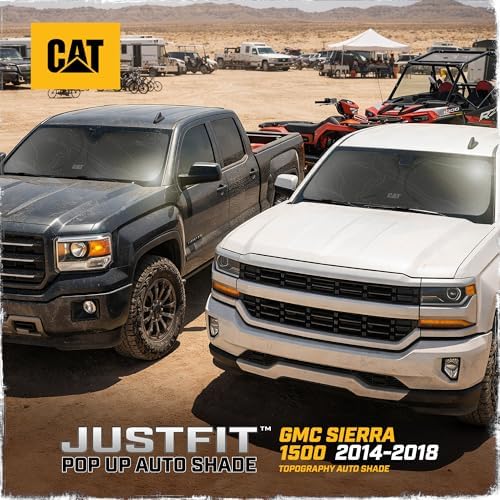 Windshield Sun Shade for GMC Sierra 1500 2014-2018, Foldable Truck Sunshade, UV Heat Blocker, Front Window Sun Shield, Interior Protection, Keeps Cab Cool, Heavy Duty Truck Accessory - Charcoal