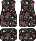 Rose Floor Mats for Cars All Weather, Vintage Red White Rose 4-Piece Carpet Vehicle Floor Mats Universal Fit, Baroque Garden Anti-Slip1st & 2nd Row Auto Interior Mat