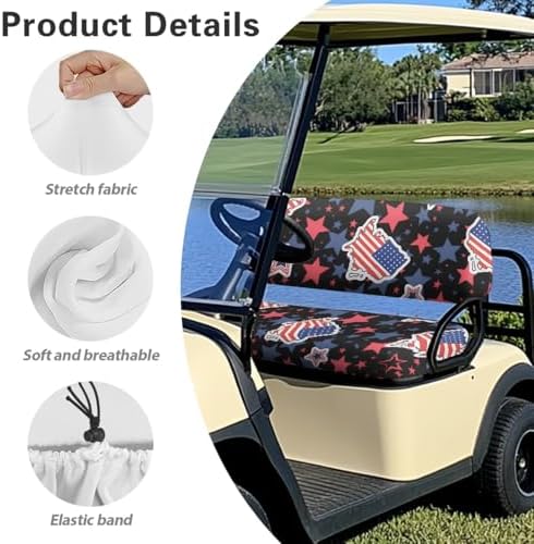 Yewatlles Golf Cart Seat Covers for Club Car Fashion Seat, Breathable Polyester Cloth Combination Appearance, No Need Detaching Armrests American Flag Star Pattern