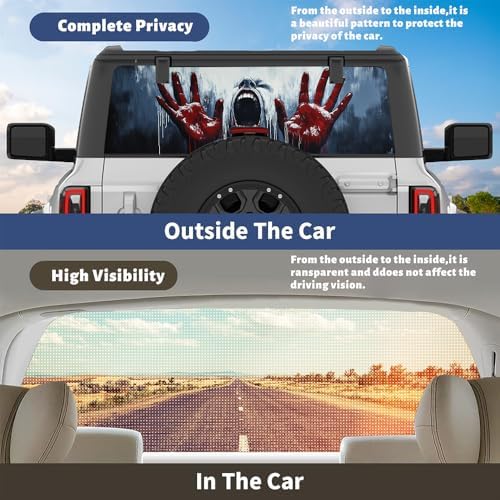 Vintage Watercolor Hand Rear Window Decal Wrap Graphic, Abstract Horror Ghost Vinyl Window Film Truck Back Window Decals,Pickup Trucks Back Window Stickers 66 x 22 inch
