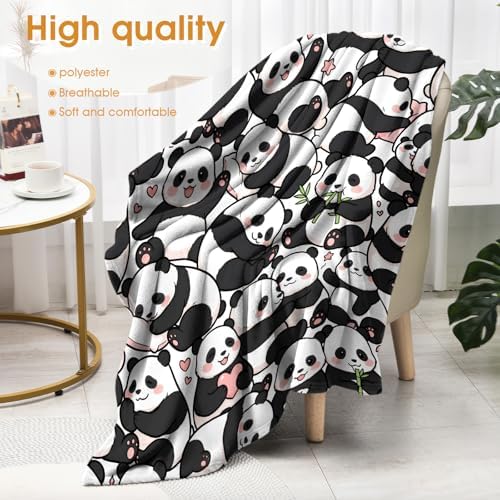 Panda Throw Blanket, Birthday for Girls Kids Teens Women, Soft Cozy Polyester Blanket for Couch Sofa Bed, Decor Throw for Living Room Bedroom, Dorm Travel Nap Blanket,50"x60" - Image 4