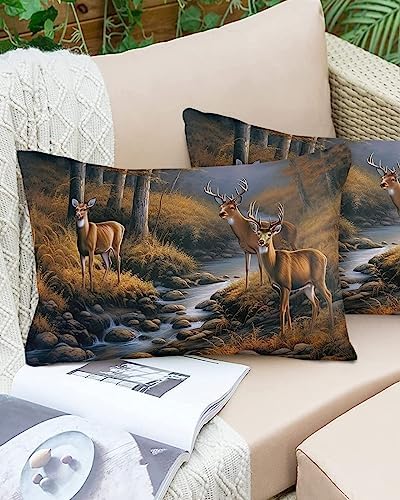 Pillow Covers 20x26 Inch - Standard Deer Standing by a Stream Deep in The Forest Soft Brushed Microfiber Pillowcases with Hidden Zipper Closure Bed Pillow Shams for Bedroom Sofa Car - Image 6
