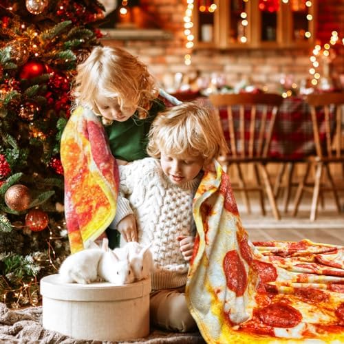 Moonysweet Pizza Blanket for Adults & Kids - Novelty Food Blanket, Fuzzy Fleece, 71 inches - Image 2