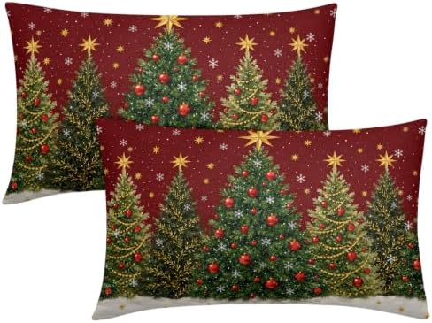 Winter Christmas Tree Lumber Pillow Covers 12x20 Set of 2 Highly Absorbent by Unknown