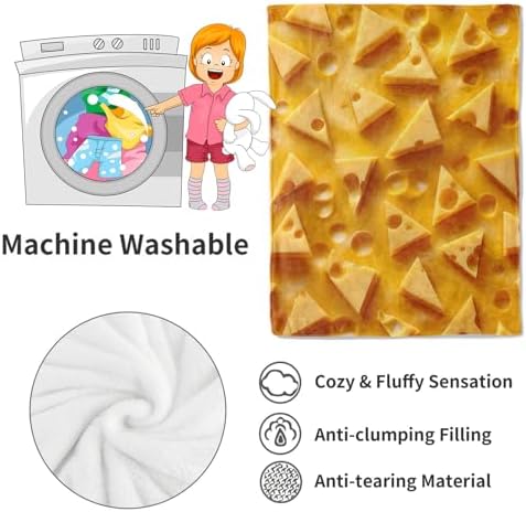 Cheese Slice Blanket Fun and Whimsical Throw Blankets,Birthday Gifts for Kids Girls Women,Lightweight Soft Fleece,Sweet Food Lovers,Sofa Couch Bed Room Modern Decor 50x60in - Image 4