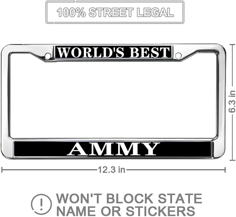 World's Best Universal US CA Car License Plate Frame Woman's Day Gift Stainless Steel Car Licence Plate Covers Woman's Day Gift Car Accessories License Plate Frame Cute