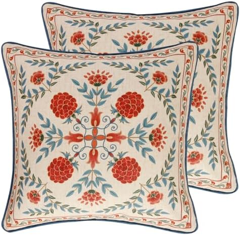 patdrea Designer French Vintage Throw Pillow Cover,18"x18",Set of 2 by patdrea