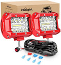 Nilight LED Light Bar 2PCS 60W 4Inch Triple Row Spot Flood Combo Lights w/Wiring Kit for Fog Driving Work Lighting on Off-Road Truck Tractor SUV ATV UTV Golf Cart Boats