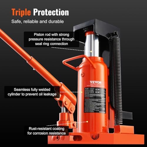 VEVOR Hydraulic Toe Jack, 10 Ton Lift, 20 Ton Capacity, 1.2-7.5 in Toe Height, 12.6-18.9 in Top Height, Air Hydraulic Claw Jack for Machinery - Image 5