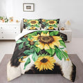 Erosebridal Sunflower Decor Bedding Comforter Sets Cowhide Bedding King Size Cow Print Comforter Set for Toddler, Sunflower Gifts for Women Bedding Farmhouse Fall Decor Down Comforter for Youth Teens by Erosebridal