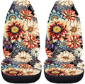 Dahlia Flowers Blossom Car Seat Covers for Front Seats Ethnic Style Bucket Seat Covers Universal Fit for SUV Truck Sedan Front Seat Protector,2 Piece Set