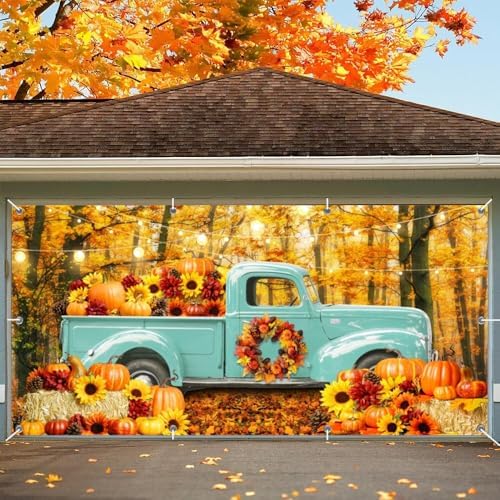 Fall Thanksgiving Garage Door Cover Decorations Banner Backdrop 7x16ft by Unknown