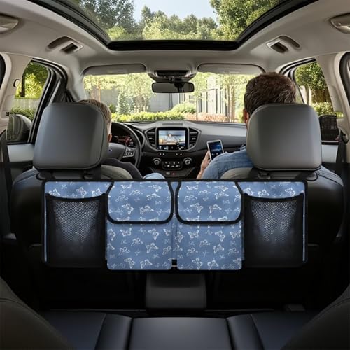Butterfly Print Car Trunk Organizer with 4 Pockets Foldable Car Backseat Storage Bag Universal Detachable Auto Accessories for SUV Hatchback Crossover Minivan