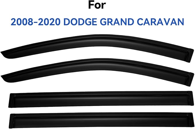 Window Visors Rain Guards for 2008-2020 Dodge Grand Caravan, Out-Channel Window - Image 2