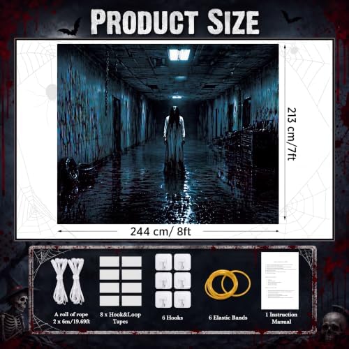 Teenyyou Halloween Garage Door Cover 7x8 Ft Female Ghost Scene - Image 2