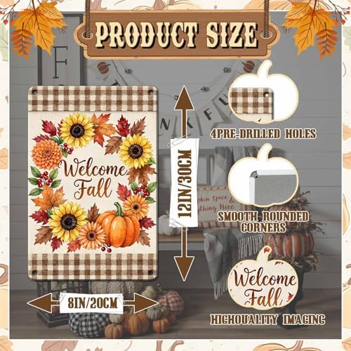 Fall Sign Vintage Thanksgiving Day Welcome Fall Decor 8x12Inch - Image 2