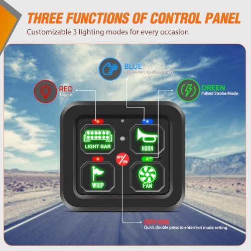 Nilight 4 Gang Switch Panel Green 12V 24V Circuit Control Relay System