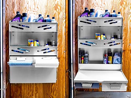 Black Boar Aluminum Large Work Station ¬for Enclosed Trailer/Garage | 24 x 14-inch fold Down Tray and (2) Spring-Loaded Paper Towel Racks | Durable Construction | Easy to Install (66123) - Image 3