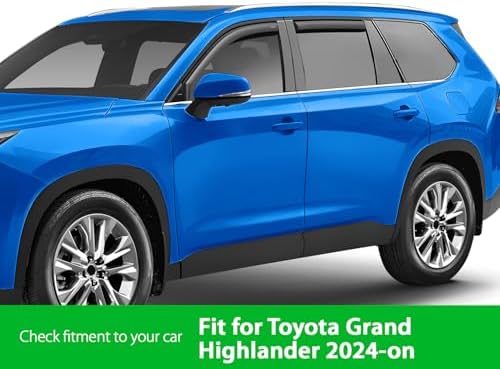 Goodyear Shatterproof in-Channel Window Deflectors for Toyota Grand Highlander 2024-2026, Rain Guards, Window Visors for Cars, Vent Deflector, Car Accessories, 4 pcs - GY007994