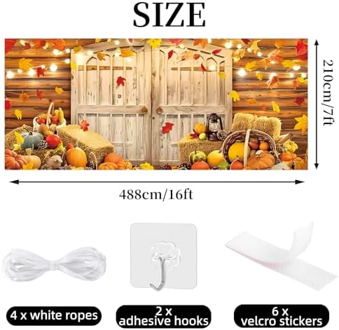 Fall Thanksgiving Garage Door Cover Banner 7x16ft Autumn Pumpkin Harvest Barn Backdrop Decorations Background Hanging Party Wall Decor for Outdoor Home Yard - Image 4
