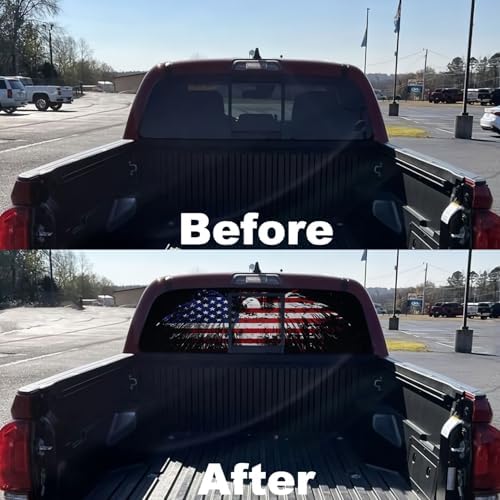 American Flag Decal for Trucks & Cars - Eagle Design (65x17in) for Men, Dad, Grandpa, Boyfriend