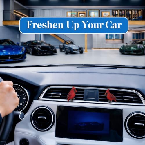 GENANY 3D Resin 2Pcs Cardinal Car Air Freshener Clip, Hand Painted Red Bird