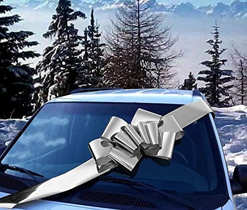 Big Metallic Silver Car Bow - 25" Wide, Large Gift Decoration, Fall by GiftWrapEtc