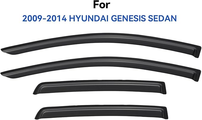 Window Visors Rain Guards for 2009-2014 Hyundai Genesis Sedan, Out-Channel - Image 2