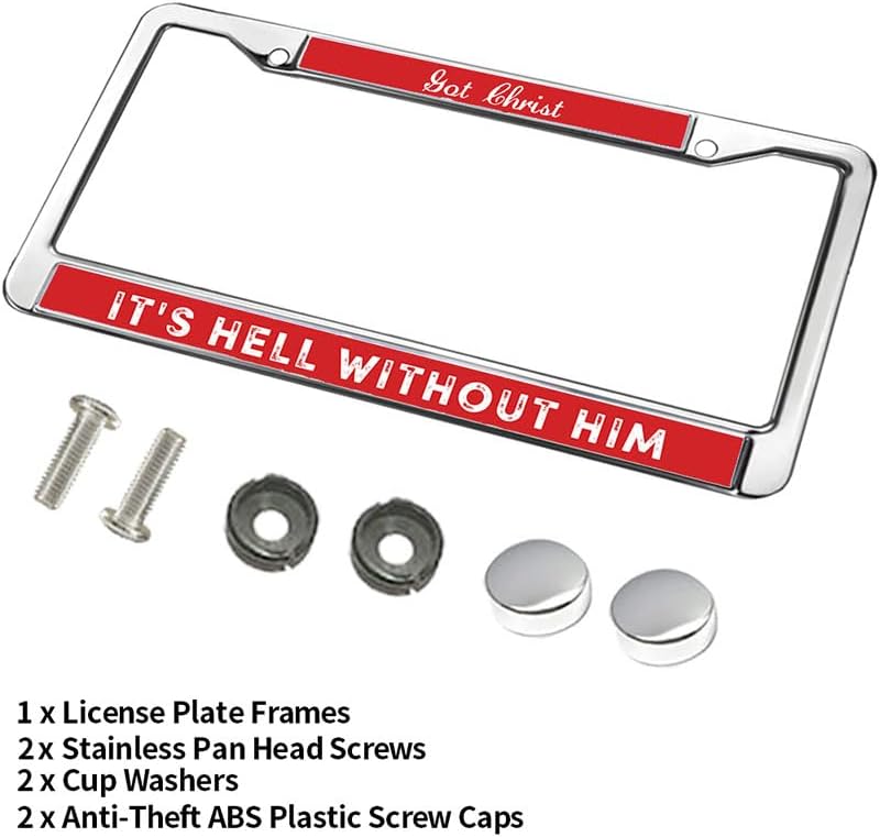 Without Jesus is The Hell License Plate Frame Religious God is Faithful Two-Hole License Plate Frame Jesus Saves License Plate Frame for Thanksgiving with Chrome Screw Caps