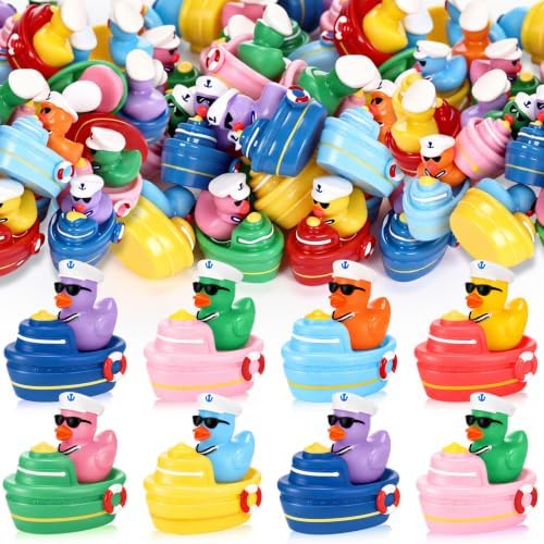 RoundFunny 36 Pcs Mini Sailor Cruise Ducks Tiny Resin Ducks Multicolor by RoundFunny