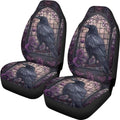 Talayituse Crow Glass Flower Print Car Seat Cover for Front Seats, Stretchy Soft Vehicles Seat Cover Universal Fit High Back Car Interior Accessories for SUV Van Sedan