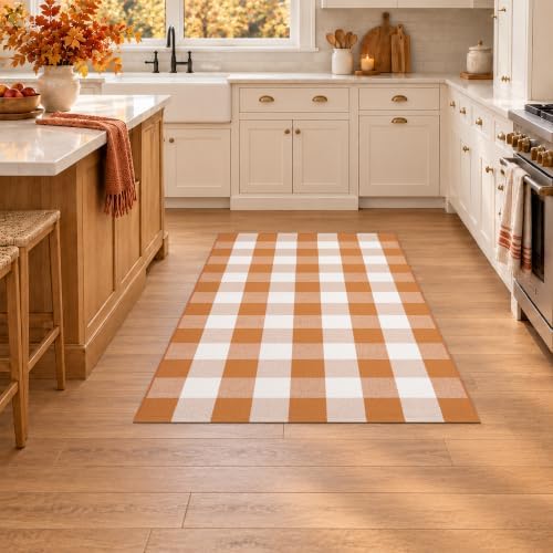 Caramel Buffalo Plaid Rug 3 x 5 for Front Porch Entryway - Image 7
