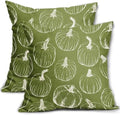 Lime Green Fall Pumpkin Pillow Covers 22x22 Set of 2 Autumn Themed Thanksgiving Cream Print Decorative Throw Pillows Outdoor PillowCase Farmhouse Linen Cushion Case Decor for Home Sofa Couch Bed by Aytipun