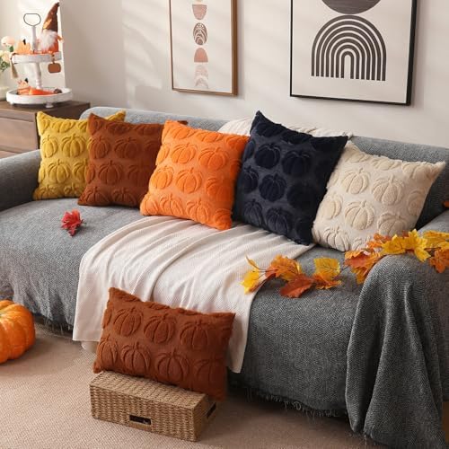 DFXSZ Fall Pillow Covers 16x16 2Pcs Orange Pumpkin Fall Decoration for Home - Image 5