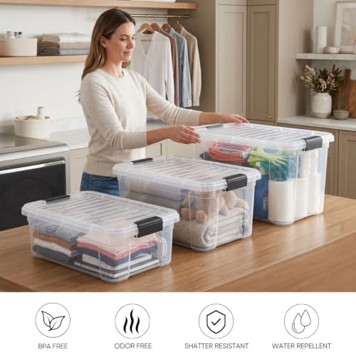 Superio 49 Quart Clear Plastic Storage Boxes with Lids, Stackable Organizer Containers, BPA-Free Storage Bins for Home, Office, School & Dorm, 18 Pack - Image 4