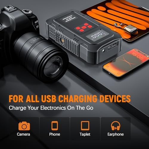 6000A Jump Starter with Air Compressor, Portable Car Battery Jump Starter with 150 PSI Tire Inflator for Up to 10.0L Gas and 8.0L Diesel Engines, 12V Jump Box with LCD Display - Image 6