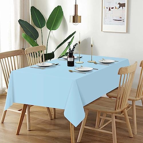 QIKSION 2 Pack Light Blue Plastic Tablecloth, Baby Blue Table Cloth - Image 2