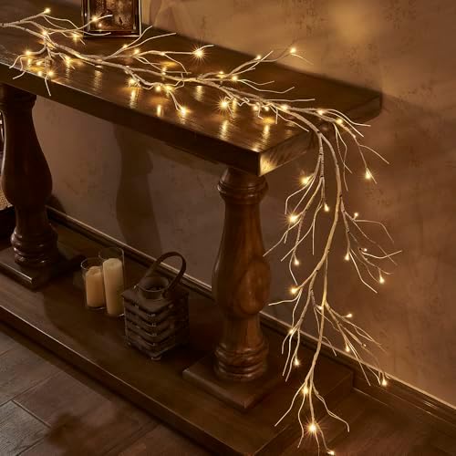 Hairui Birch Garland with Lights 6FT 48 LED Battery Operated, Lighted Twig Vine with Timer for Christmas Home Fireplace Decoration Indoor Outdoor Use - Image 3