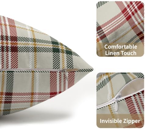 Christmas Plaid Lumber Pillow Covers 12x20 Set of 2 Cream Highly Absorbent - Image 5