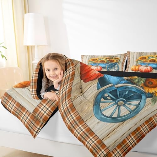 Erosebridal Pumpkin Comforter Set Sunflower Bedding Kids Boys King - Image 5