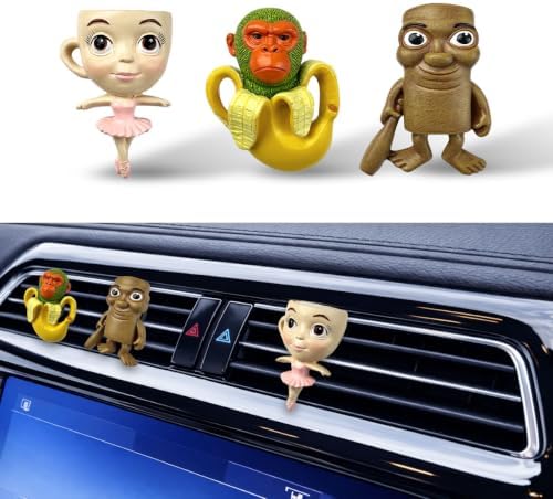 GENANY 3D Resin 3Pcs Meme Car Air Freshener Clip, Hand Painted Food Meme