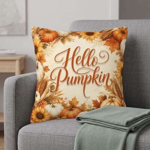Fall Harvest Throw Pillow Covers 18x18 Set of 2, Rustic Cushion Covers - Image 2