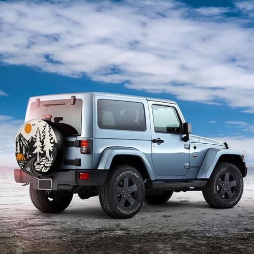 Campsite Sunrise Mountain River Spare Tire Cover Universal Waterproof Wheel Tire Covers Dust-Proof Wheel Tire Protector Tyre Covers for Trailer RV SUV Camping Off-Road Truck Vehicle Travel 14 Inch