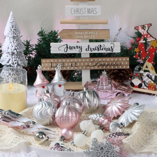 Pink and Silver Fall Christmas Ornaments for Tree Thanksgiving Decorations - Image 4