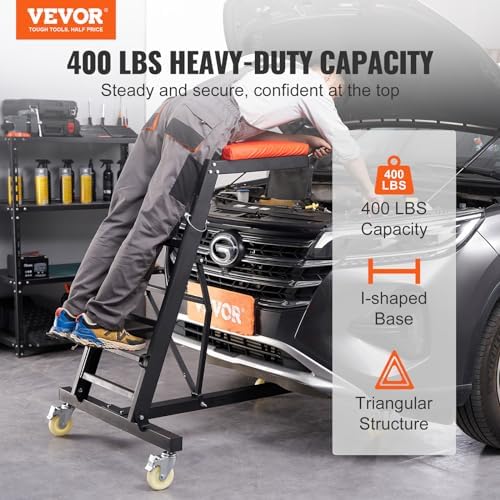 VEVOR Top Automotive Creeper, with Adjustable Height 49.6" to 75.6", 400 LBS Capacity High Creeper, 4 Swivel Caster Wheels, Heavy Duty Creeper for Auto Repair and Maintenance - Image 2
