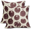 Burgundy Red Pumpkin Fall Pillow Covers 22x22 Set of 2 Autumn Harvest Print Thanksgiving Decorative Throw Pillows Outdoor Farmhouse Cushion Case Seasonal Decor for Couch Sofa Bed by Aytipun