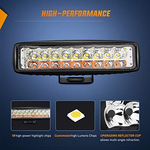 Nilight 6 Inch White & Amber LED Pod Flood Beam Fog Lights 54W