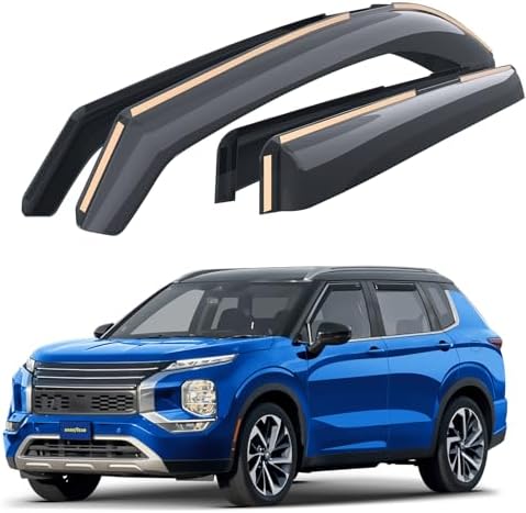 Goodyear Shatterproof in-Channel Window Deflectors for Mitsubishi Outlander 2022-2026, Rain Guards, Window Visors for Cars, Vent Deflector, Car Accessories, 4 pcs - GY008026